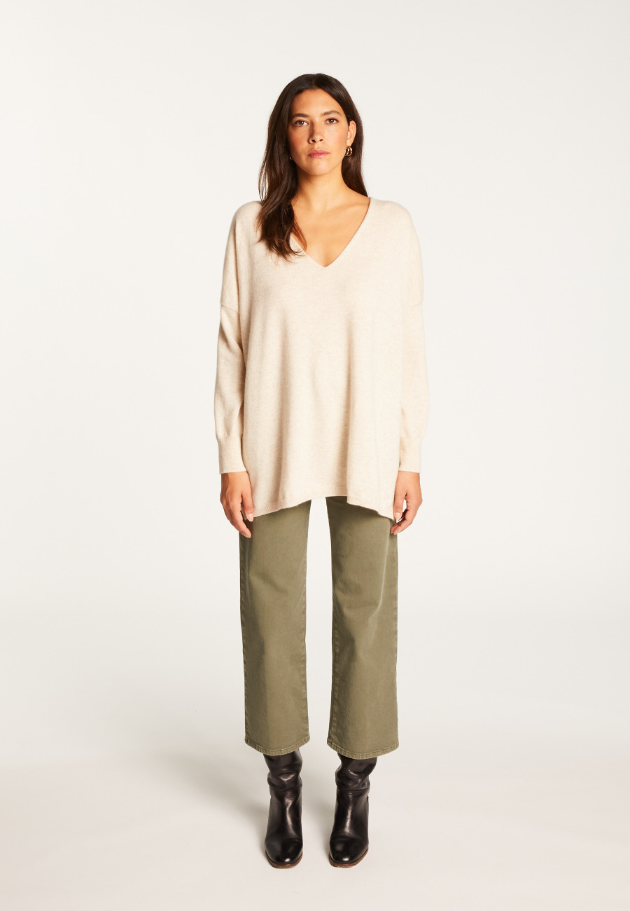 Pull col V oversize en cachemire - Apolline