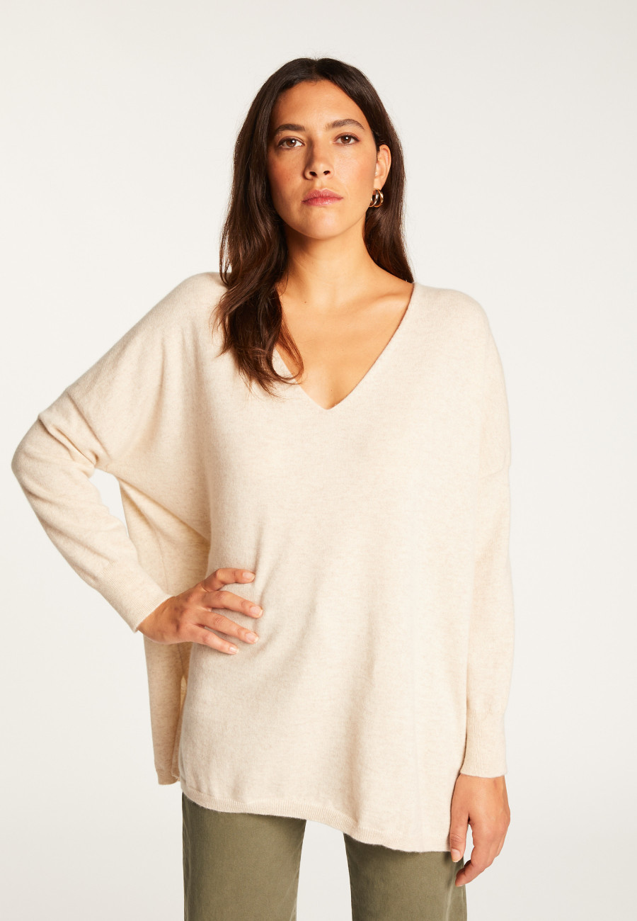 Pull col V oversize en cachemire - Apolline