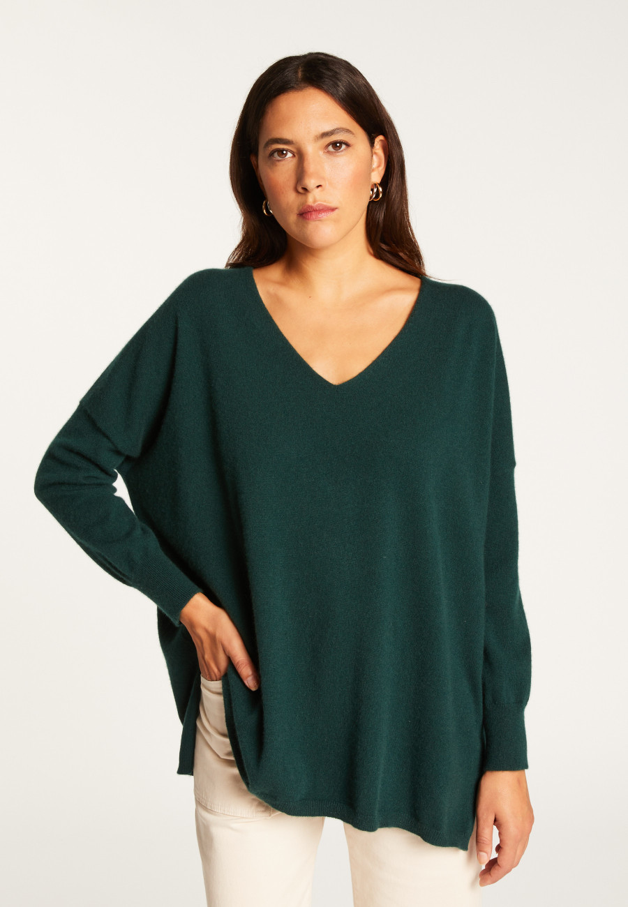 Oversized V-neck sweater in cashmere - Apolline