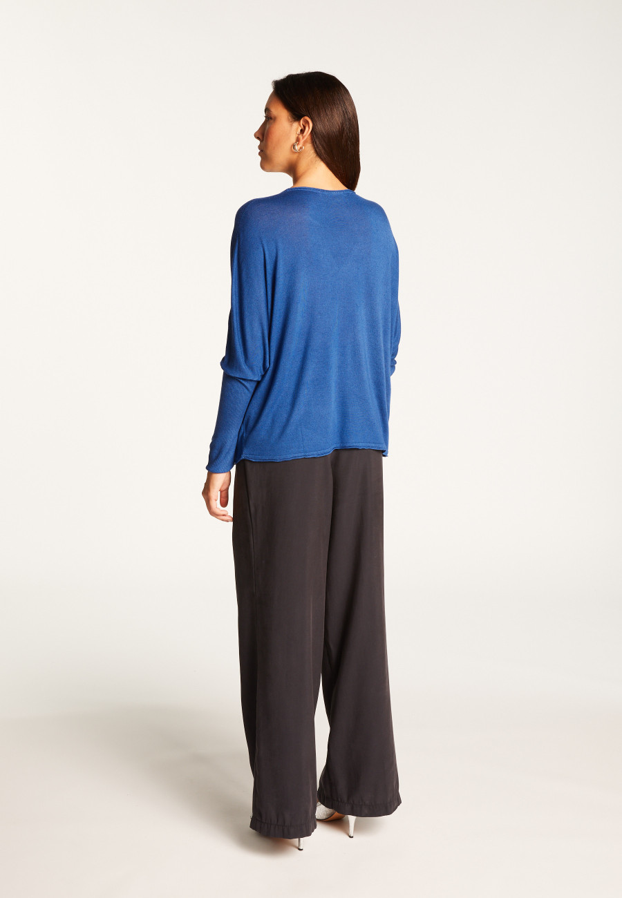 Oversized V-neck T-shirt in bamboo cashmere fiber - Rica