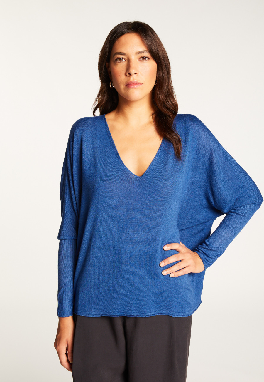 T-shirt col V oversize en fibre de bambou cachemire - Rica