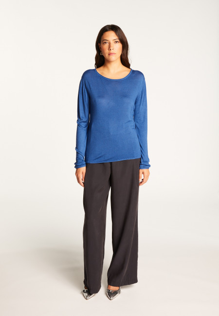 Round neck T-shirt in bamboo cashmere fiber - Aemilia