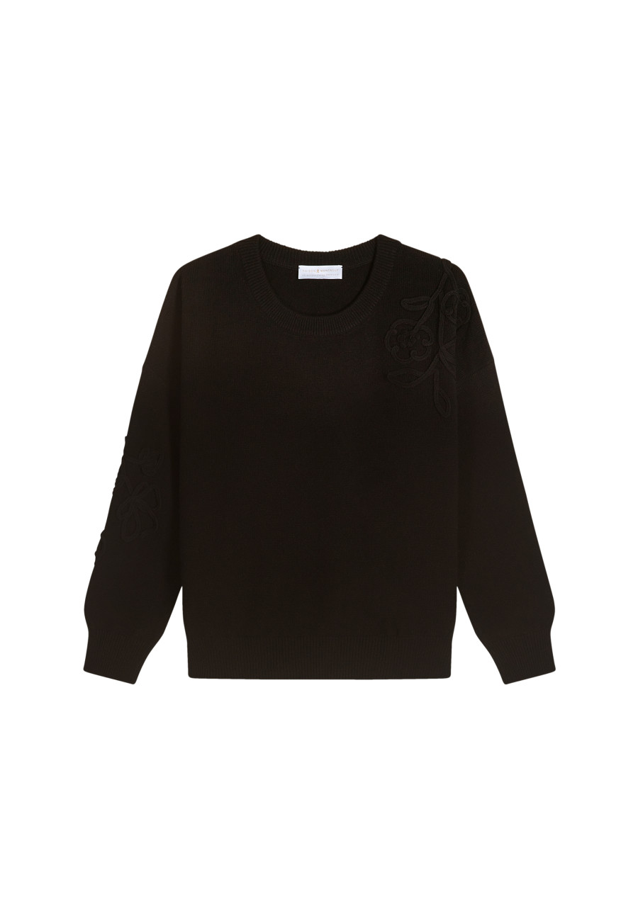 Embroidery sweater in wool and cashmere - Rachel