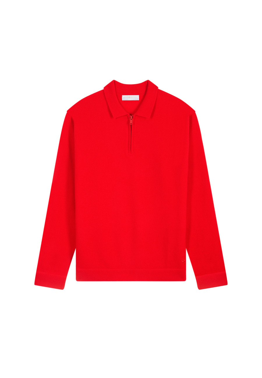 Cashmere Zip-Up Polo Shirt - Taylor