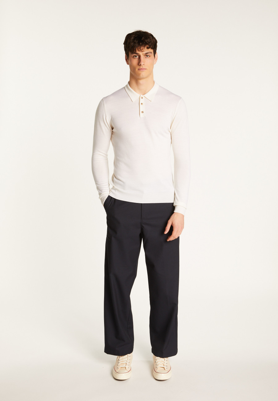 Merino wool long sleeve polo shirt - Eni