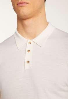 Merino wool long sleeve polo shirt - Eni