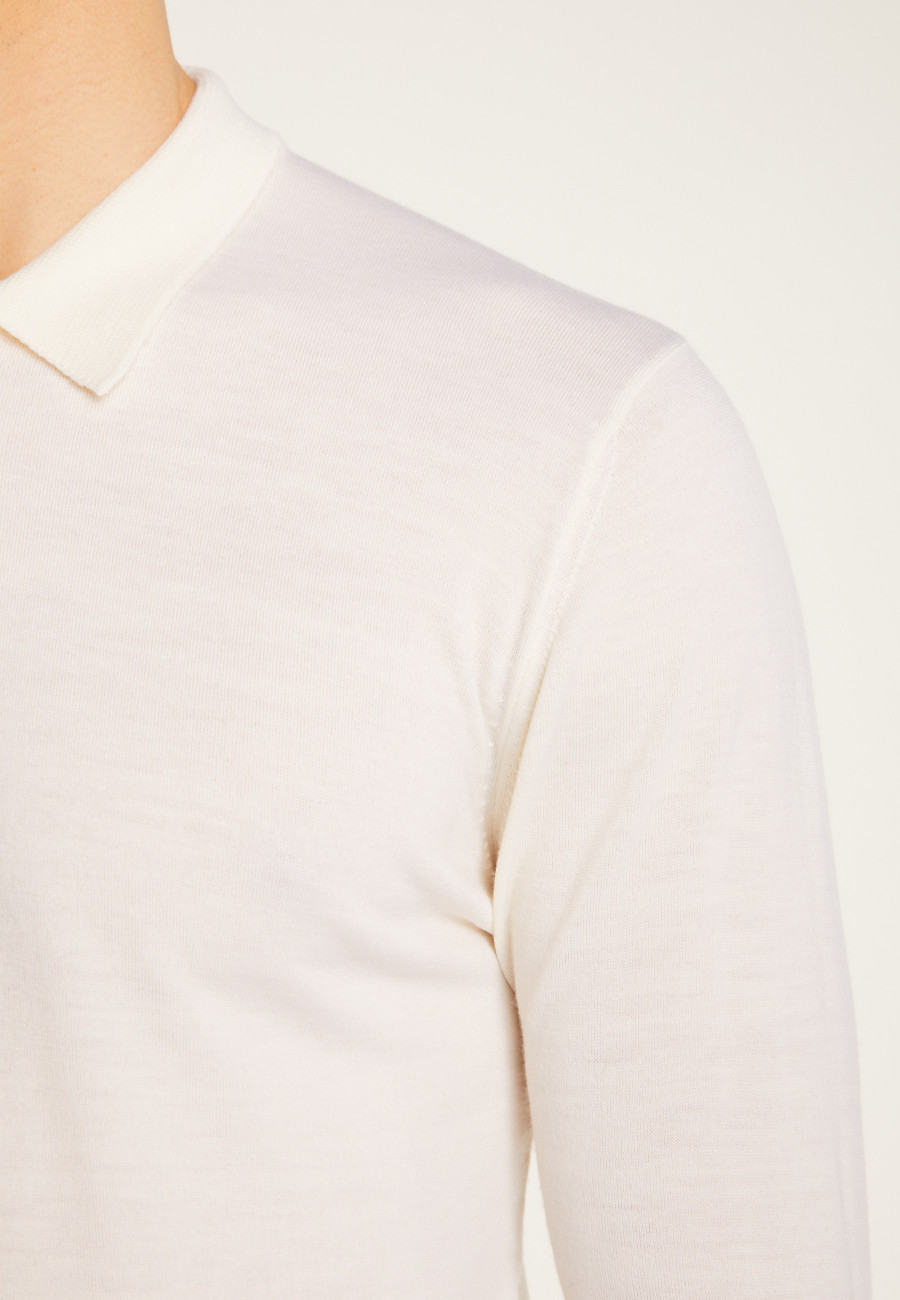 Merino wool long sleeve polo shirt - Eni