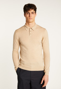 Merino wool long sleeve polo shirt - Eni