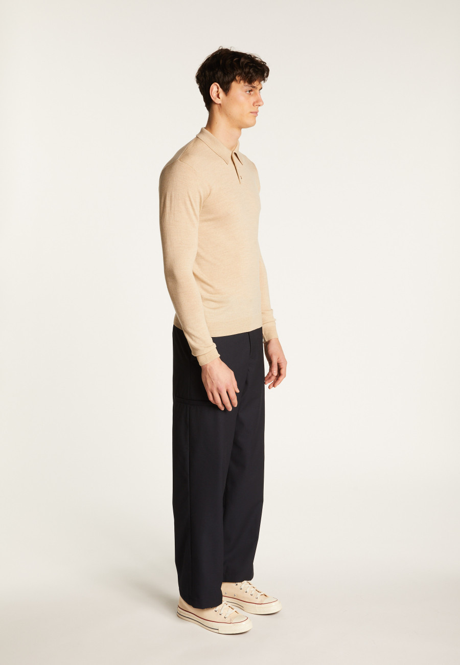 Merino wool long sleeve polo shirt - Eni