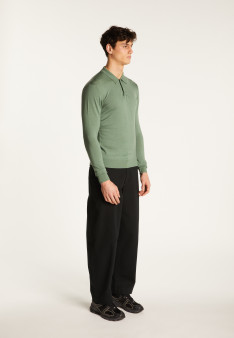 Merino wool long sleeve polo shirt - Eni