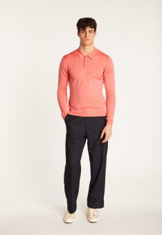 Merino wool long sleeve polo shirt - Eni