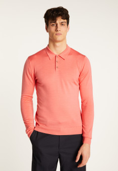 Merino wool long sleeve polo shirt - Eni