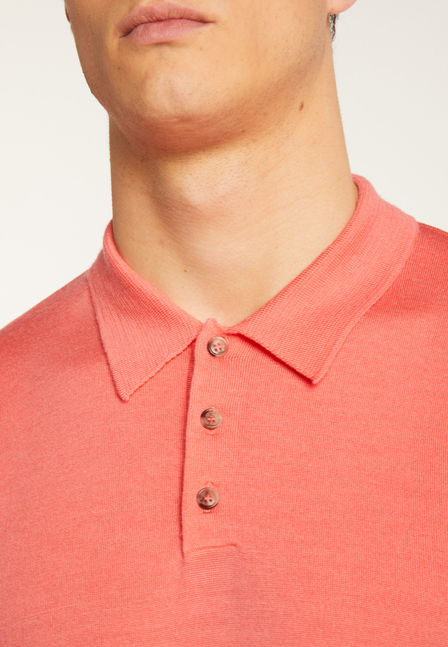 Merino wool long sleeve polo shirt - Eni