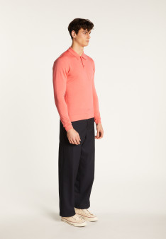 Merino wool long sleeve polo shirt - Eni