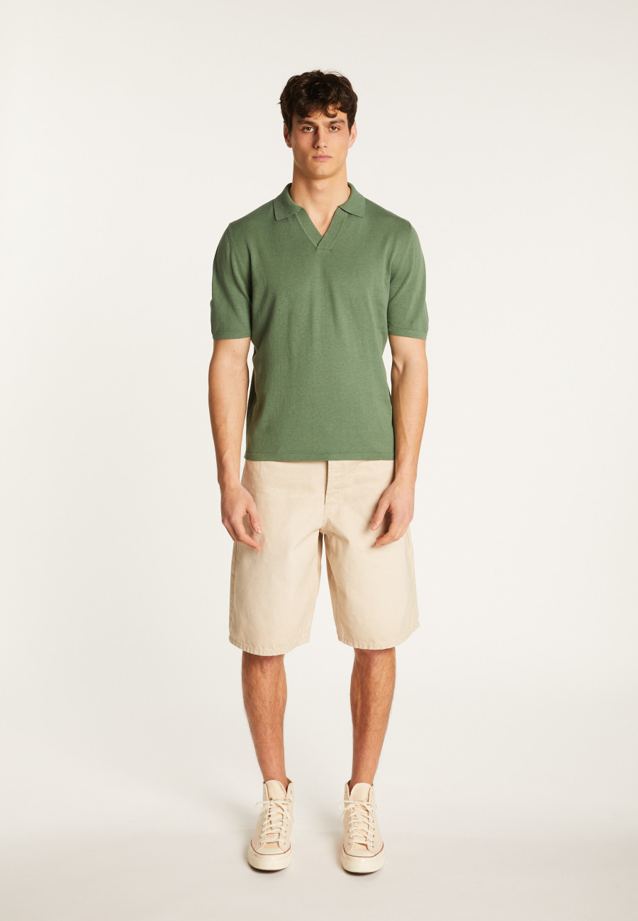 Cotton and linen polo shirt - Iouri