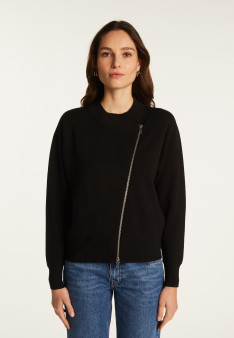 Wool Blend Zip-Up Sweater - Freya