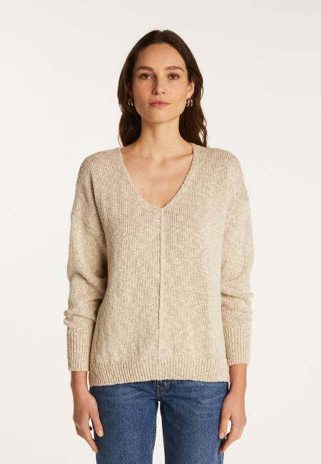 Col V pullover in cotton and lin - Nathalie