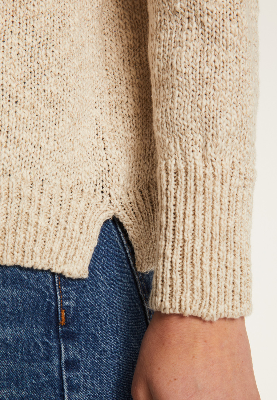 V-neck cotton and linen sweater - Nathalie