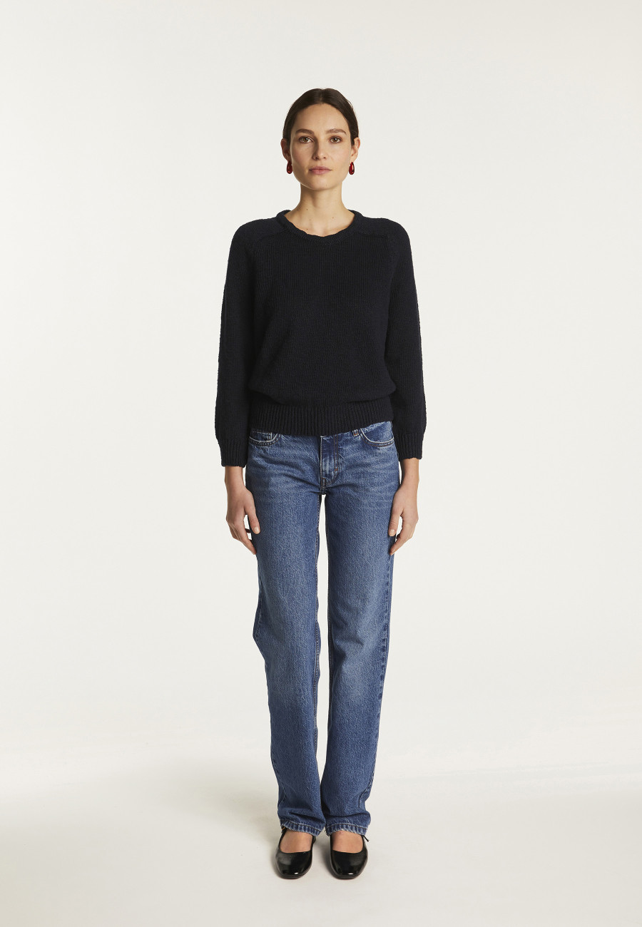 Cotton and linen crew neck sweater - Nicky