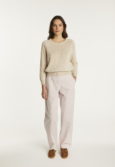 Cotton and linen crew neck sweater - Nicky