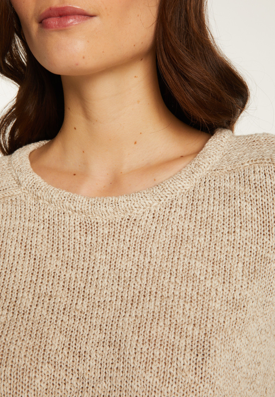 Cotton and linen crew neck sweater - Nicky