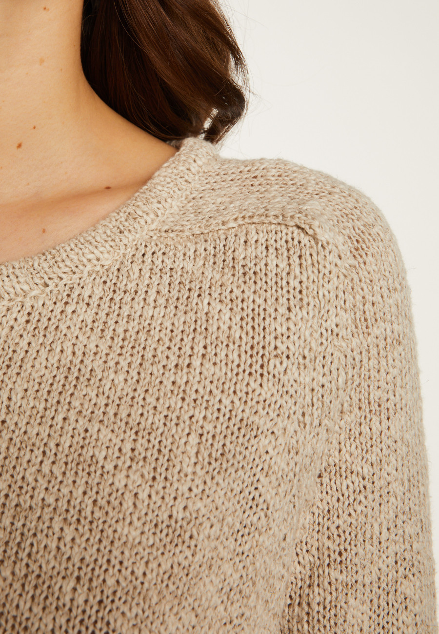 Cotton and linen crew neck sweater - Nicky