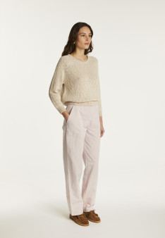 Cotton and linen crew neck sweater - Nicky