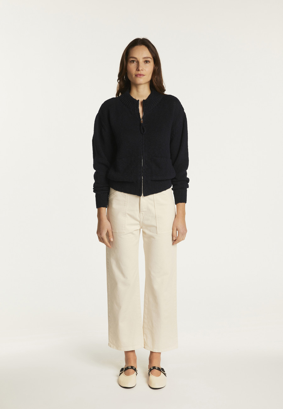 Cotton and linen zipped jacket - Flora