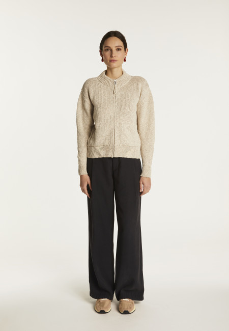 Cotton and linen zipped jacket - Flora