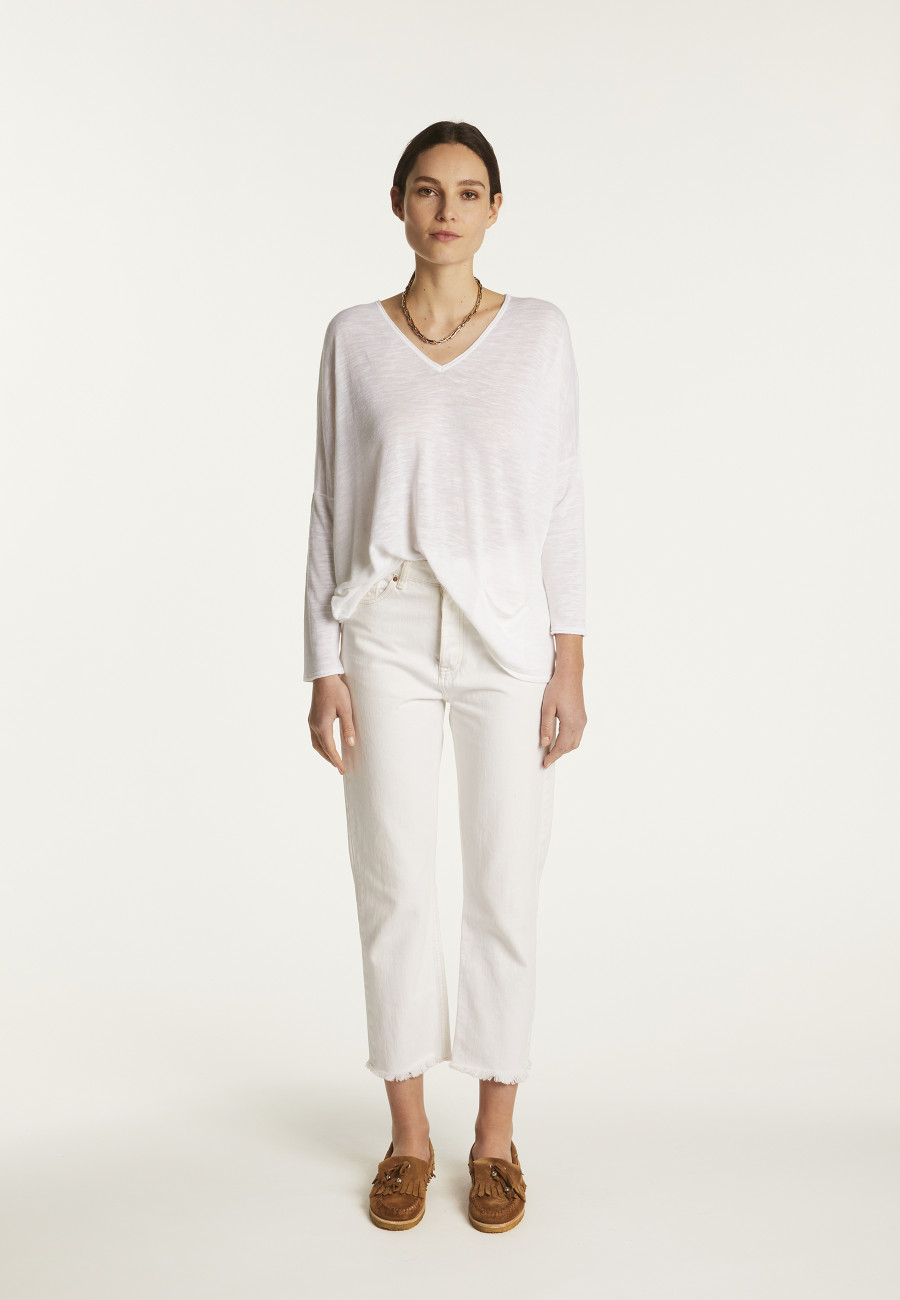 Batwing sleeve sweater in slub linen - Balou