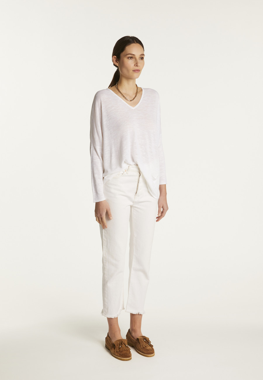 Batwing sleeve sweater in slub linen - Balou