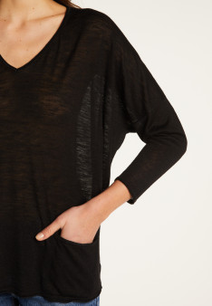 Batwing sleeve sweater in slub linen - Balou