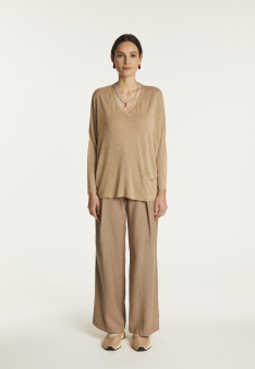 Batwing sleeve sweater in slub linen - Balou