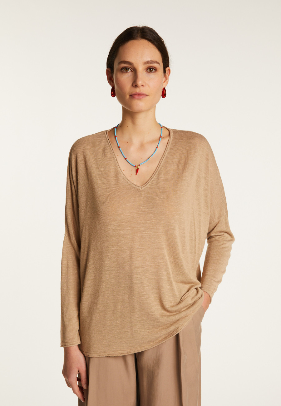 Batwing sleeve sweater in slub linen - Balou