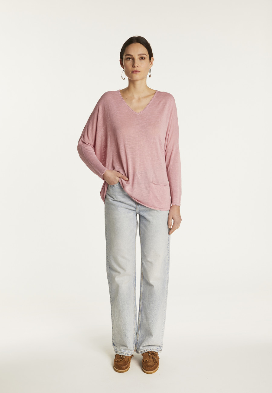 Batwing sleeve sweater in slub linen - Balou