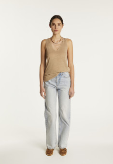 Slub linen V-neck tank top - Lalita