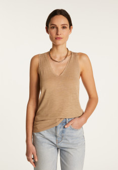 Slub linen V-neck tank top - Lalita