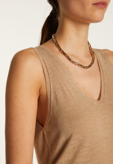 Slub linen V-neck tank top - Lalita