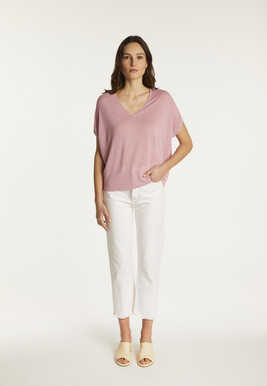 Slub linen V-neck T-shirt - Larra