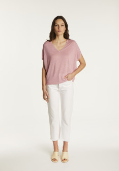 Slub linen V-neck T-shirt - Larra