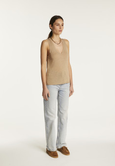 Slub linen V-neck tank top - Lalita