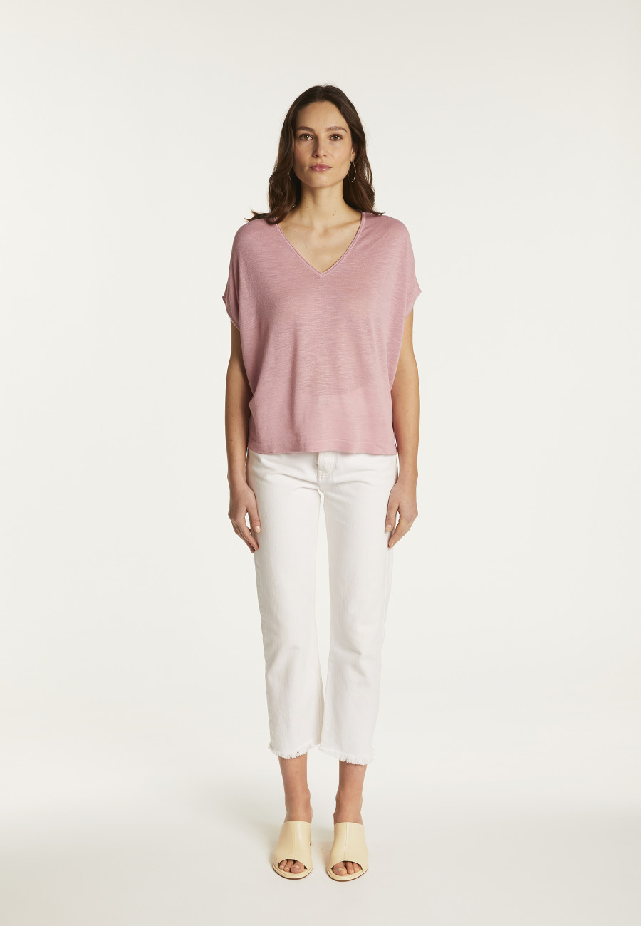 Slub linen V-neck T-shirt - Larra