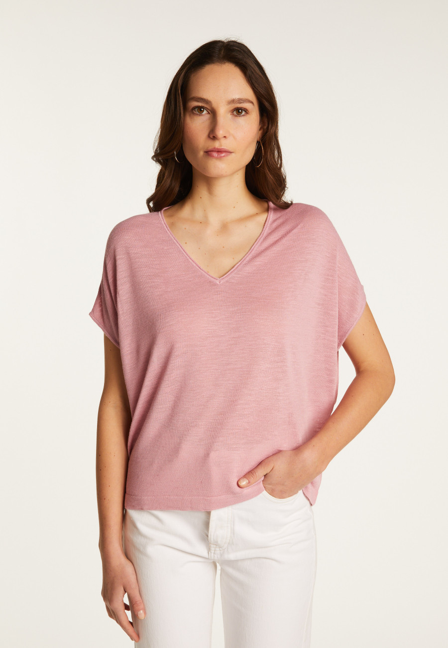 Slub linen V-neck T-shirt - Larra