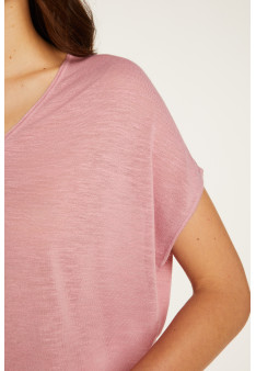 Slub linen V-neck T-shirt - Larra