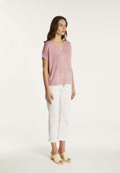 Slub linen V-neck T-shirt - Larra