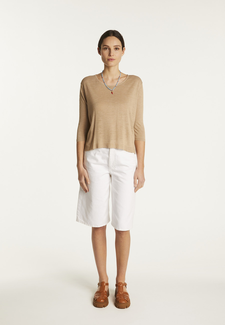 Round neck t-shirt in flamed linen - Domy