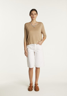 Round neck t-shirt in flamed linen - Domy