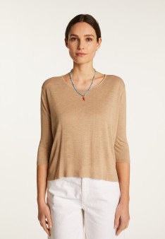 Round neck t-shirt in flamed linen - Domy