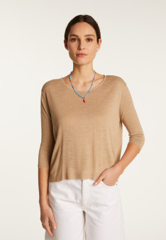 Round neck t-shirt in flamed linen - Domy