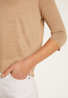 Round neck t-shirt in flamed linen - Domy